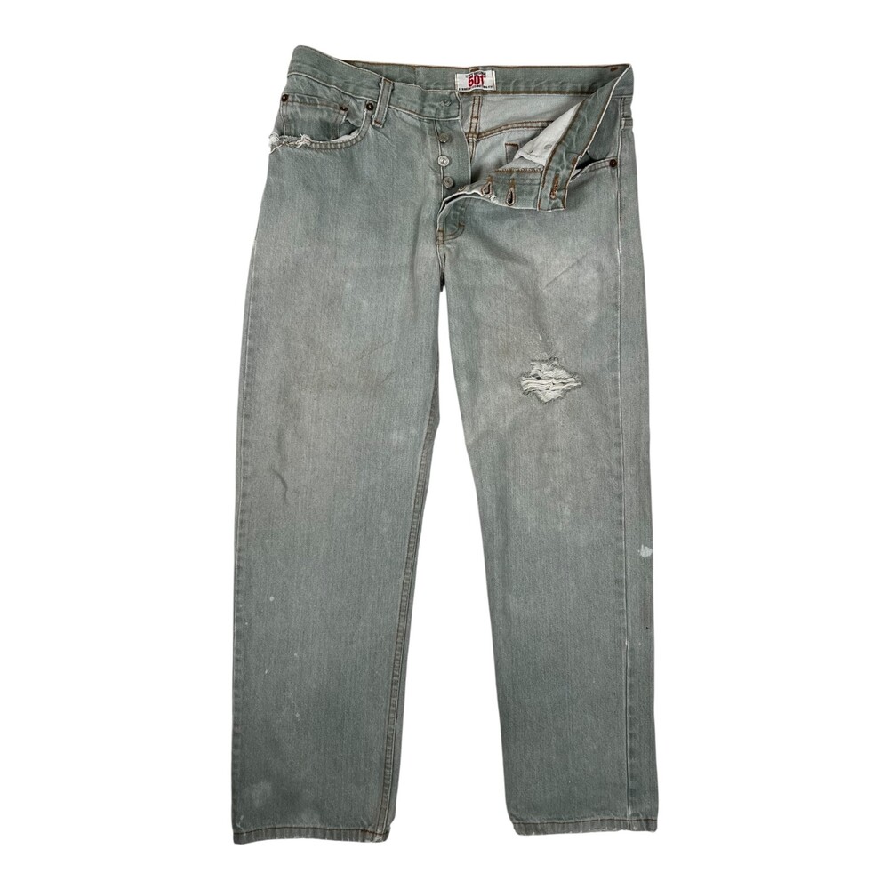 Vintage Levi’s 501 Green Gray Denim Jeans Size 32x30 Made In USA Distressed READ